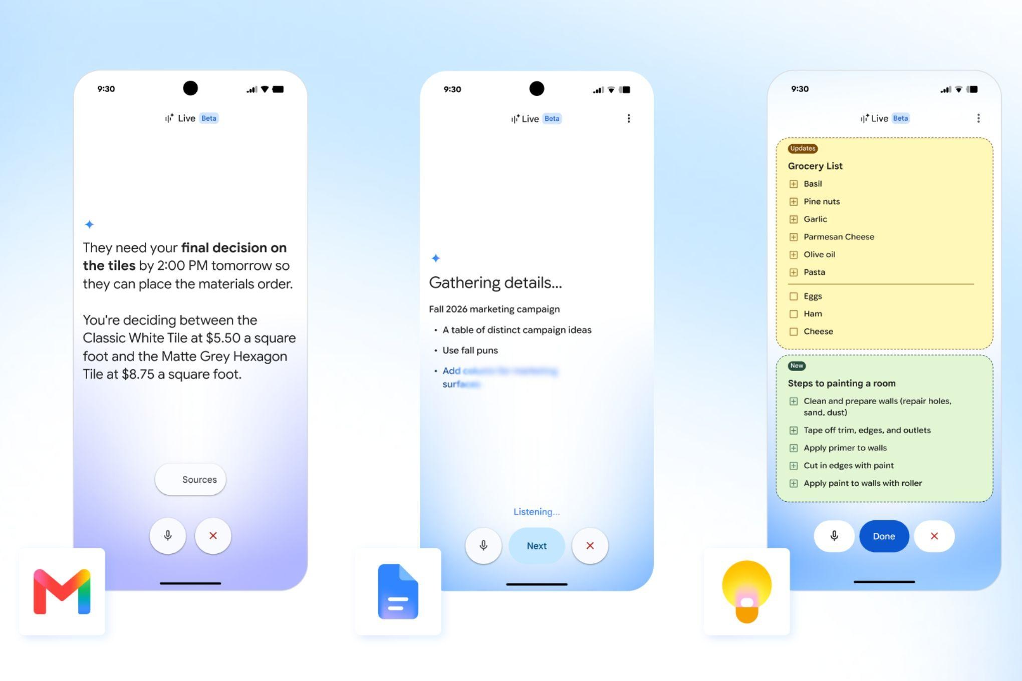 Gmail, Docs, and Keep Live